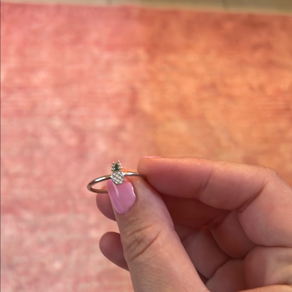 Pura Vida Silver Minimalist Ring with Pineapple
